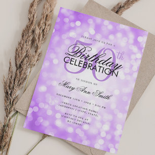 Invitation Élégant 50e anniversaire Glam violet Shimmer Lumiè