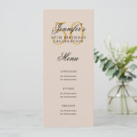 Elégant 50e Anniversaire Menu Gold Champagne