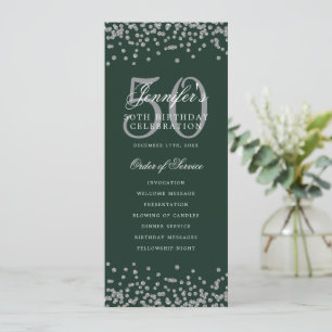 Invitation Élégant 50e anniversaire Merci U Silver Green