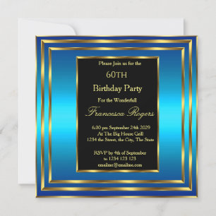 Invitation Élégant 60e anniversaire Blue Ocean Gold Invitatio