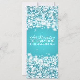 Invitation Élégant 60e anniversaire de fête Star Sparkle Blue