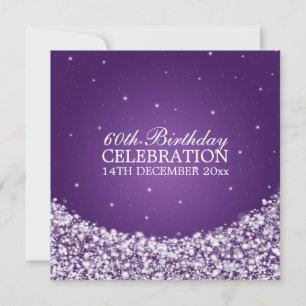 Invitation Élégant 60e anniversaire de fête Star Sparkle Purp