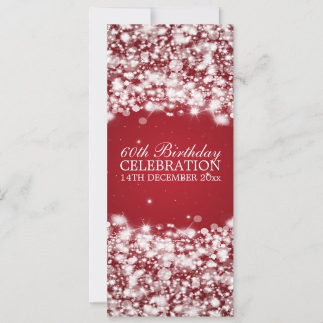 Invitation Élégant 60e anniversaire de fête Star Sparkle Red (Devant)