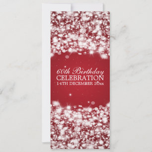 Invitation Élégant 60e anniversaire de fête Star Sparkle Red