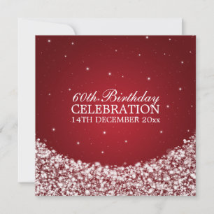 Invitation Élégant 60e anniversaire de fête Star Sparkle Red