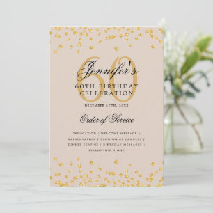Invitation Élégant 60e Anniversaire Menu Gold Champagne