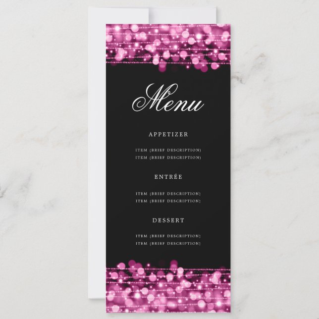Invitation Élégant 60e Anniversaire Menu Hot Pink (Dos)