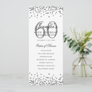 Invitation Elégant 60e Anniversaire Menu Merci Argent