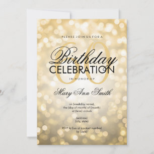 Invitation Elegant 60e Birthday Party Gold Glitter Lights