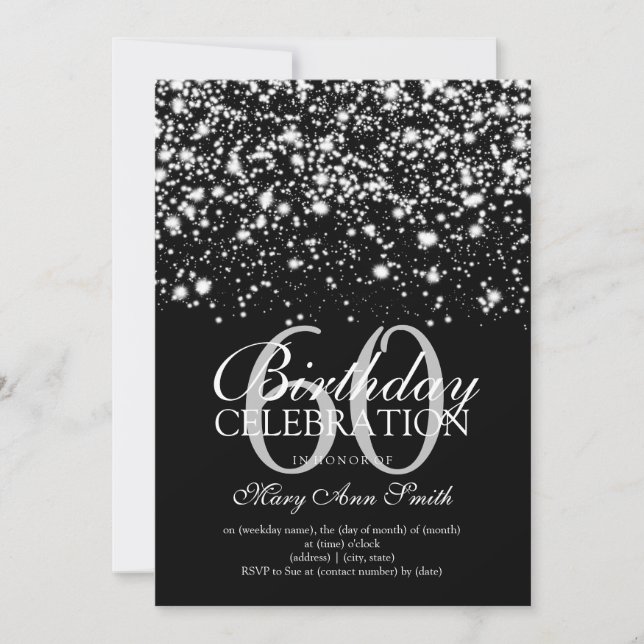Invitation Élégant 60ème anniversaire de fête Silver Midnight (Devant)