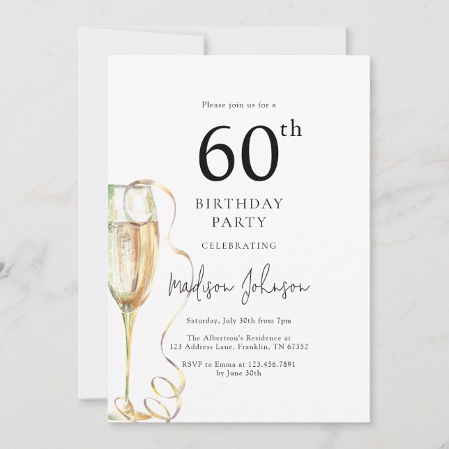 Invitation Elegant 60th Birthday Party (Devant)