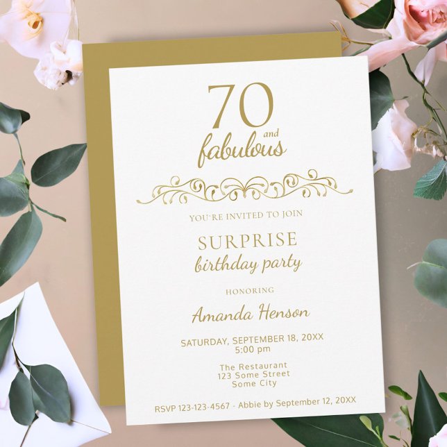 Invitation Elégant 70 et fabuleux ornement 70e anniversaire (Créateur téléchargé)