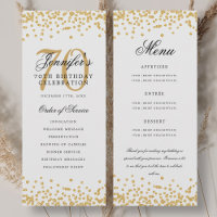 Elégant 70e Anniversaire Menu Merci U Gold