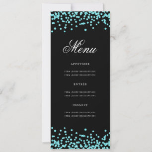 Invitation Elégant 70e Anniversaire Menu Turquoise Confetti N