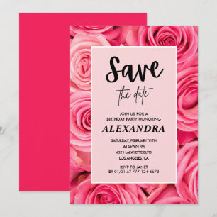 Invitation Élégant 75e anniversaire Fleur Rose Enregistrer la