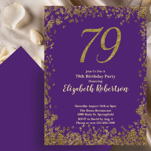 Invitation Élégant 79e Anniversaire Violet Or