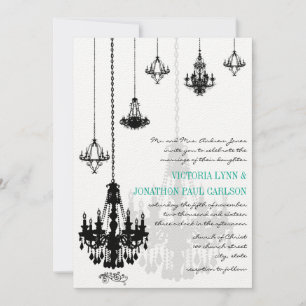 Invitation Élégant 7 chandeliers noirs Mariage