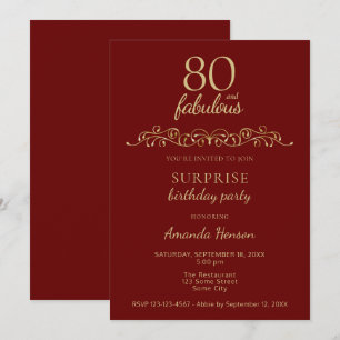 Invitation Elégant 80 et fabuleux ornement 80e anniversaire