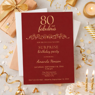 Invitation Élégant 80 et Fabuleux Ornement 80e Anniversaire