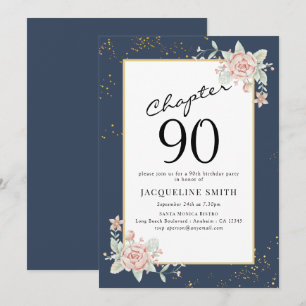 Invitation Élégant 90e anniversaire de florale