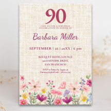 Elegant 90th Birthday for Her - Linen Floral