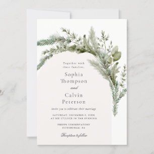 Invitation Élégant À feuillage persistant hiver Mariage de ve