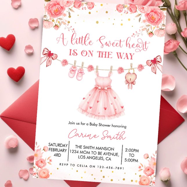Invitation Elegant a Little Sweetheart Baby Shower  (Créateur téléchargé)