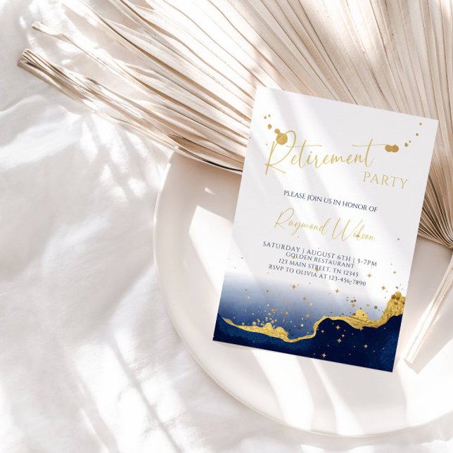 Invitation Elegant Abstract Watercolor Retirement Party  (Créateur téléchargé)