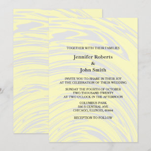 Invitation Elégant Abstrait Jaune crème Mariage ivoire gris