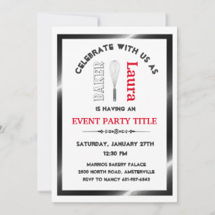 Invitation Élégant Adulte boulangerie Party sur mesure Invita