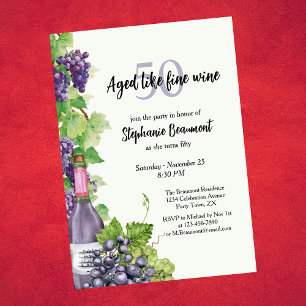 Invitation Élégant âge comme vin fin 50e anniversaire fête