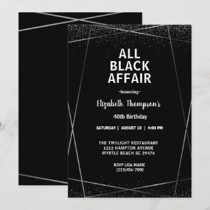 Invitation Elégant All Black Affair 40th Birthday Celebration