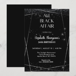 Invitation Elégant All Black Affair Célébration du 50e annive
