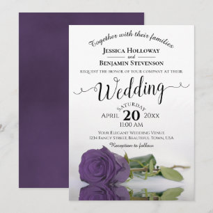 Invitation Élégant Améthyste long Stemmed Purple Mariage Rose