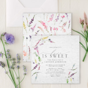 Invitation Elégant Amour Est Doux Fleur sauvage Aquarelle Dou