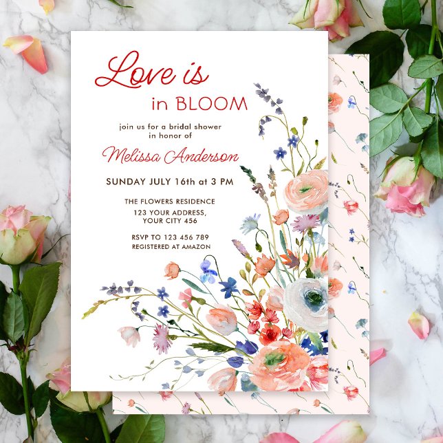 Invitation Élégant amour floral est en Fête des mariées de fl (Créateur téléchargé)