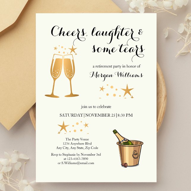 Invitation Elégant Amusant Joue Rire Larmes Retraite (Créateur téléchargé)