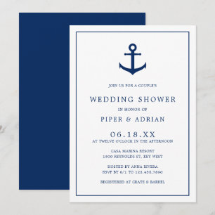 Invitation Élégant Ancre nautique Couples Wedding shower