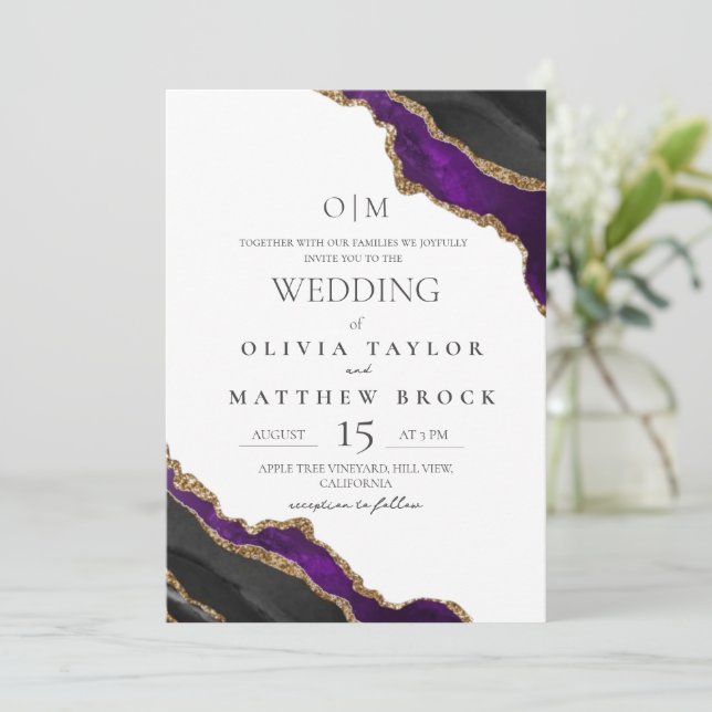 Invitation Elegant and modern Agate Wedding (Debout devant)