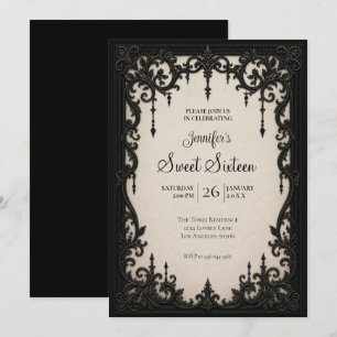 Invitation Elégant Anniversaire 16 ans Vintage Sucré