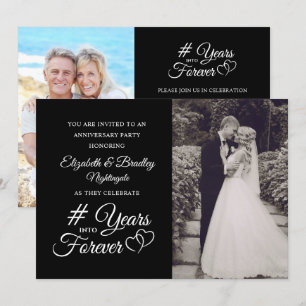 Invitation Élégant Anniversaire Coeur des années dans jamais 