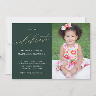 Invitation Élégant Anniversaire de enfant Sage Green Photo