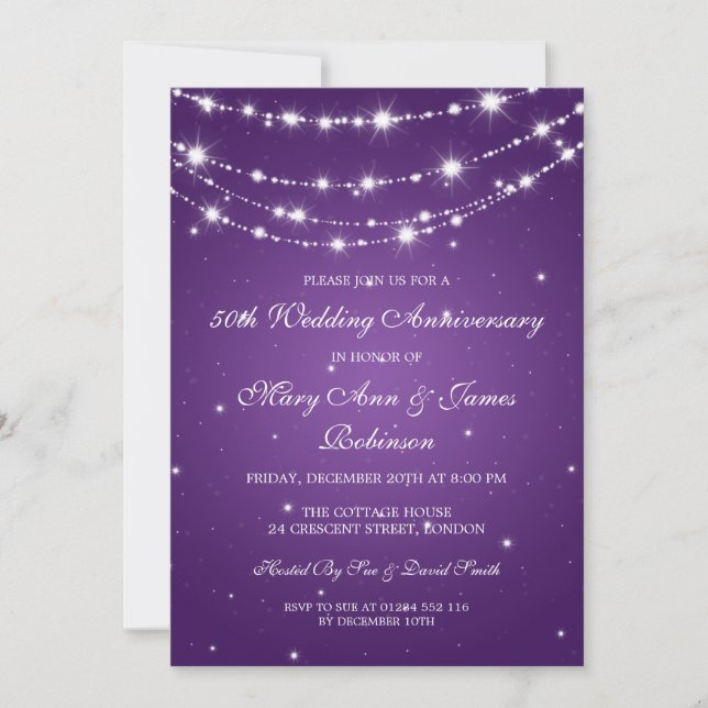 Invitation Élégant Anniversaire de Mariage Chaîne Brillante V (Devant)