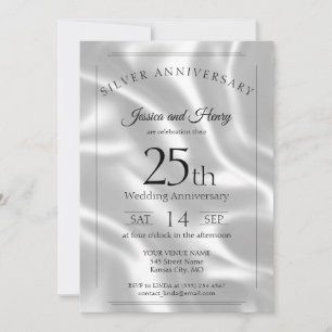 Invitation Élégant Anniversaire de mariage de 25 ans en argen