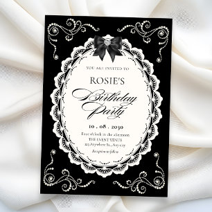 Invitation Élégant anniversaire noir