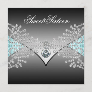 Invitation Élégant Anniversaire Sweet Sixteen Bleu Sarcelle N