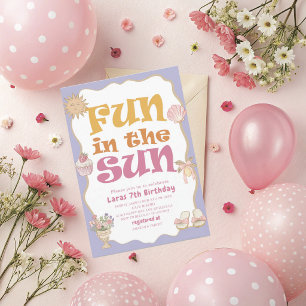 Invitation Élégant Aquarelle Amusement au soleil 7ème Anniver