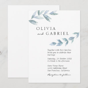 Invitation Elégant aquarelle aquarelle feuillage mariage bota