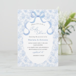 Invitation Elégant Aquarelle bleu Bow Boy Baby shower