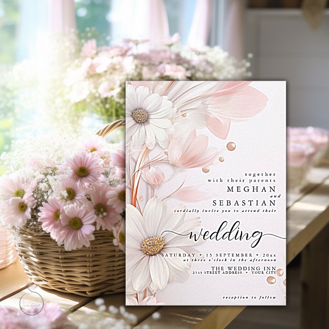 Invitation Elégant Aquarelle Blush Rose Mariage (Créateur téléchargé)
